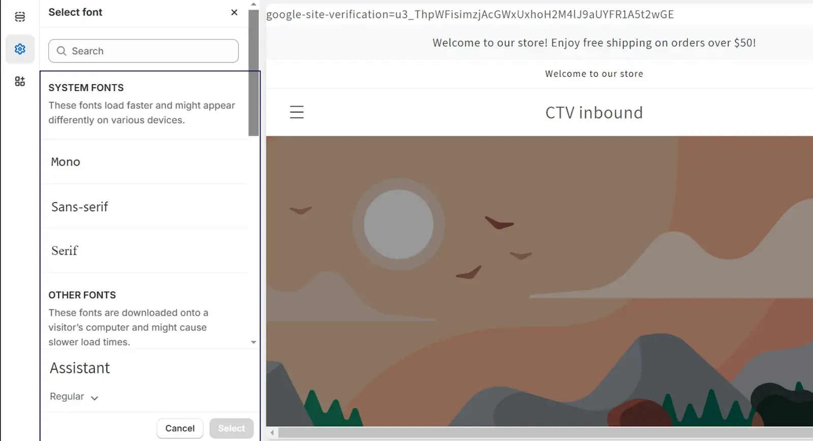 Step 5: Select the font